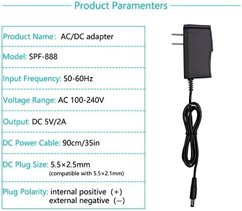 Snsnlent 5V 2A AC DC адаптер со 5,5 x 2,5мм полнач US Plug 5V 2A Адаптер за напојување 5V 2A 1A Адаптер за напојување за вклучување