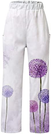МИАШУИ Жени Панталони Со Висок Струк Жени Пролет И Лето Секојдневен Одмор Цветни Печатени Панталони Џебни Секојдневни Панталони