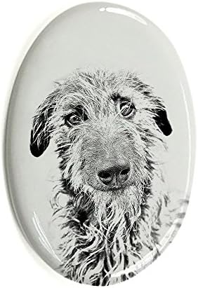Шкотски деерхунд, овален надгробник од керамичка плочка со слика на куче