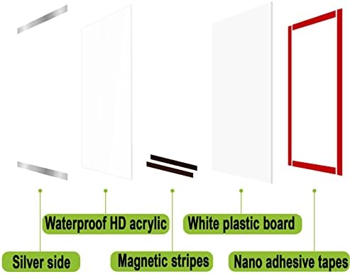 Pujiang 8.5 x 11 Акрилен знак на wallидот на wallидот, пластични рамки за прикажување со лепило и магнетна лента, чиста рамка за магнетски приказ