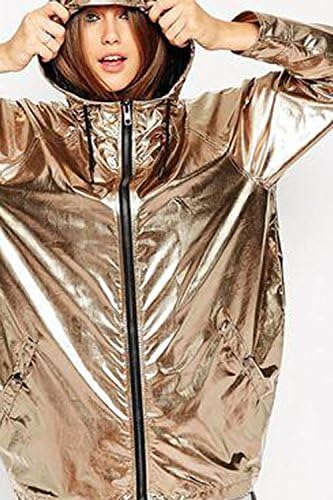Дуксери надворешни облеки со долга ракав злато металик патент до панк -мантил од туширање туширана јакна од надворешна облека…