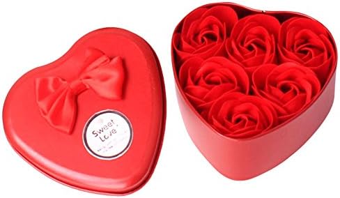6 парчиња Бања Со Мирис На Срце Ливче Од Ливче Од Розов Цвет Сапун Свадбена Декорација Подарок Црвено