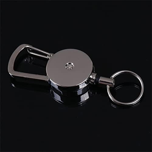 XJJZS повлечен влечен клуч за влечење на прстенот со картичка за ролна со клип -карабинер се протега на 50 см (боја: сребро, големина