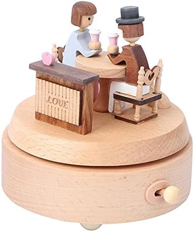 Грет дрвена музичка кутија рачно изработена убава loveубовна двојка механичка музика мелодиска кутија за ден за свадбени подароци