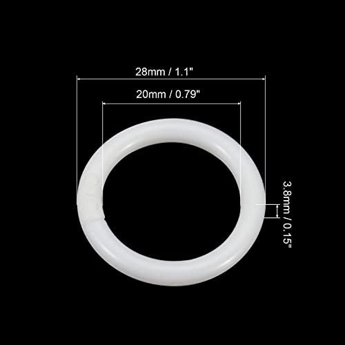 Patikil 1,1 OD 0,8 ID лабава лисја прстени, 25 пакувачки врзивно прстенест пластика за книга DIY STRAPBOOK Бележник Фото албум, бел