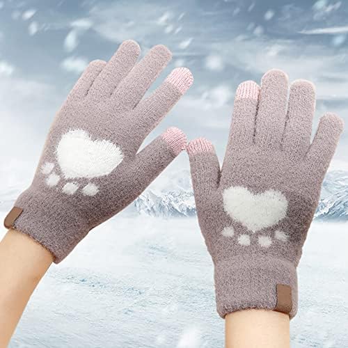 ДСОДАН Плетени нараквици на топол екран Зимски руно мачки канџи слатки нараквици за возење на ракавици за жени ладно време загреана