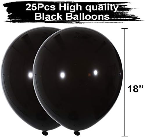 25 Пакувања 18 Инчни Црни Големи Балони Дебели Латекс Балони За Црн Роденден Невестински Туш Забава Украси