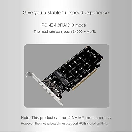 PCIe 4.0 -Disk PCIEX16 до M.2 M -Key NVME SSD експанзија картичка, поддржува 4 NVME M.2 M Key 2280 SSD