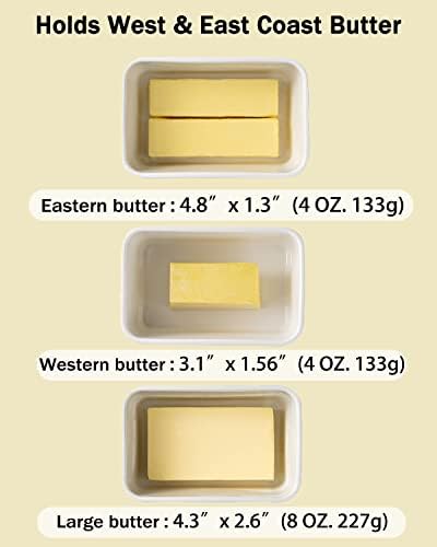 ГЕТСТАР Путер за чинија, големо јадење со керамички путер со капак за countertop, сад со путер со долготрајна силиконска заптивка,