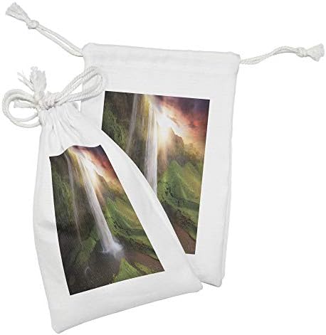 Амбесон Водопад Ткаенина Торбичка Во собата на 2, Водопади На Зајдисонце Небото Во Исланд Сценско Пролет Руралните Дивиот Свет Уметност