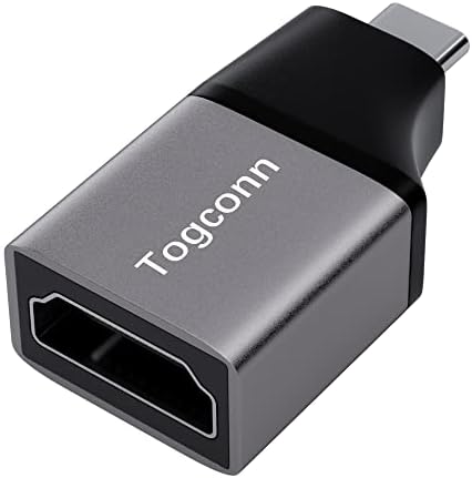 Togconn USB C до HDMI адаптер 4K@60Hz Преносен тип Ц машки до HDMI Femaleенски конектор поддржува 4K@60Hz, 2K, 1080p, за MacBook