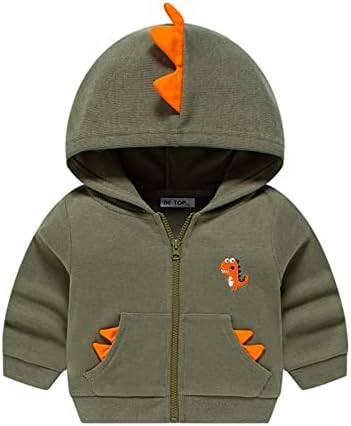 Детско дете бебе бебе момчиња есен зимски диносаурус памук со качулка, џак -маичка, дете, зимски палта за момчиња