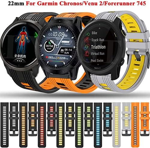 Wtukmo 22mm Нараквица Рачни Ремени За Garmin Venu 2/Vivoactive 4 Паметен Часовник Силиконски Часовник Претходник 745/Феникс Хронос Појас Кореа