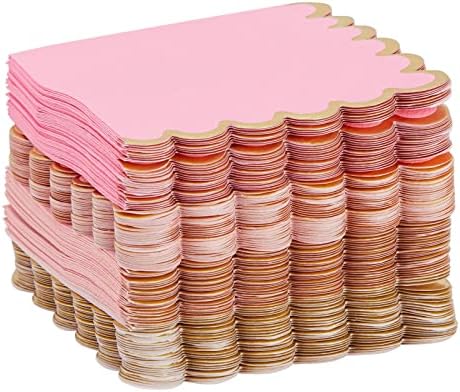 100 пакувања розови ласкави коктел салфетки со акценти на златна фолија за туш за невестински и бебиња