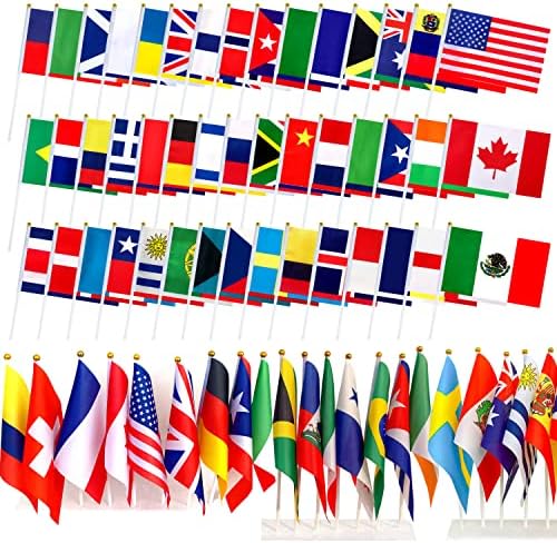 ТСМД 200 Земји Меѓународен Светски Стап Знаме Мали Мини Рачни Знамиња, Сите Земји Знамиња, 5х8 Инчи