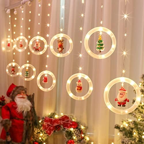 Божиќни светла на Аодини, 120 LED светла 9,84 стапки долги Божиќни украси светла, со светкави светла од меурчиња, 10 слатки кружни светла,