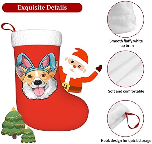 Велигденски зајаче Корги Корги Божиќно порибување 18 инчи Божиќ, виси чорап класичен празник за декорација на празници