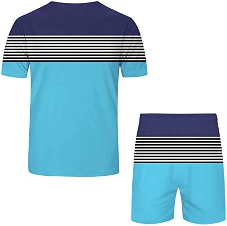 Mens Track одговара 2 парчиња поставени маица и шорцеви поставени облеки на обични летни текови поставени со џебни патеки за џогерски