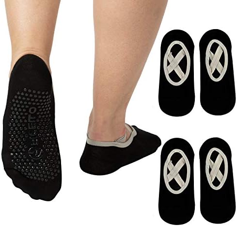 Јога чорапи за жени кои не се лизгаат чорапи со костец и ленти, идеални за пилатес, барес, танц, болница, разголен тренинг