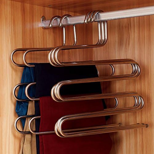 Еколиф Цврст S-тип повеќенаменски не'рѓосувачки челик магични панталони закачалки плакари закачалки простор за складирање на простор за складирање