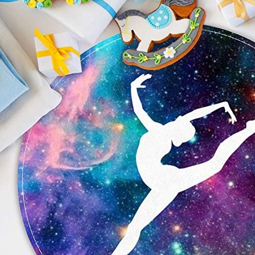 Heoeh Шарена галаксија и танчер, не -лизгање 15,7 тркалезна област килими килими за деца спална соба бебе соба игра Расадник