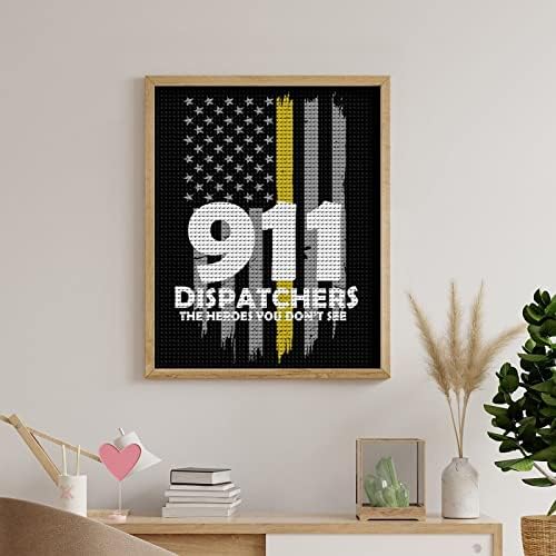 Американско жолто знаме 911 диспечери DIY дијамантски сликарство Комплетни комплети за вежбање на дијаманти за домашен wallид декор