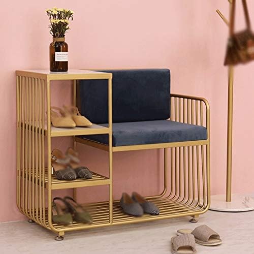 Креативна клупа за чевли со ореви со 4 слоеви решетки за чевли за грб, комбинирано столче за складирање на чевли за чевли