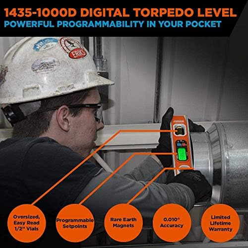 Ниво и алатка nsонсон 1435-1000D Магнетско програмибилно дигитално ниво на Торпедо, 10 “, портокалово, 1 ниво