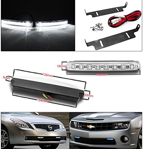 ZMAUTOPARTS LED Секвенцијален Сигнал Проектор Фарови Црна w/6 Бела DRL Компатибилен со 2015-2020 Subaru WRX STI