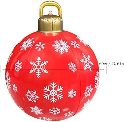 Ксиос Божиќна декорација 24 инчи гигантска Божиќна ПВЦ на надувување топка на отворено украс на надувување Божиќен украс на отворено