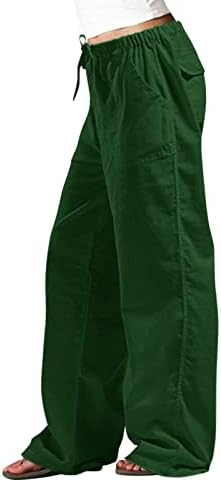 Удобни џемпери удобни џемпери за жени обична цврста боја лабава џебови еластични панталони за половината на појасот долги панталони