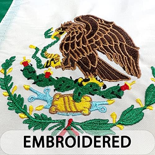 FRF Flag Mexican Flags 12x18 инчи, 210D најлон Мексико знаме, вез Бандера де Мексико, со 2 месинг громи и 4 реда на мексиканско знаме на долните