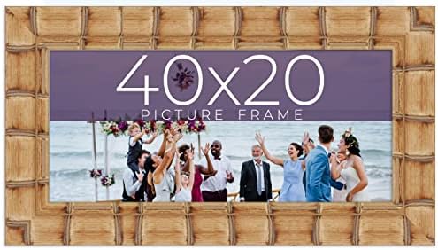 40x20 рамка беж вистинска ширина на рамка за слика од дрво 3 инчи | Внатрешна рамка длабочина 0,5 инчи | Природна бамбус бамбус