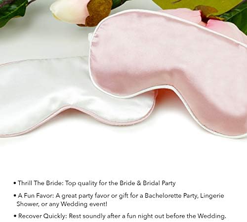 Подароци за меден месец за невестата - Сребрена искра Г -ѓа Hotешка розова сатенска маска за спиење - невестински туш за свадбени ноќни