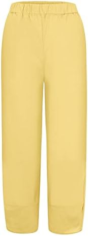 Pantените памучни жени од половината лабава боја чиста и панталони панталони еластични со женски обични жени во џеб