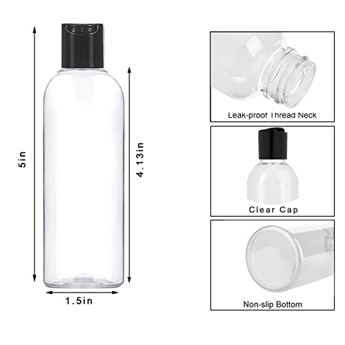 Yictek 100ml/3.4oz Празни контејнери со шише со шишиња за стискање за тоалети со капаче за флип+3,4 мл чисти стискање пластични шишиња со