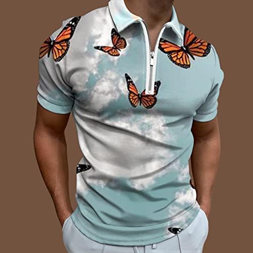 XXVR МАНСКИ ОДГОВОРНИ ПОЛО МАРКИ плус големина, летен краток ракав со опуштено вклопување патент јака, врвна модна графичка кошула за голф
