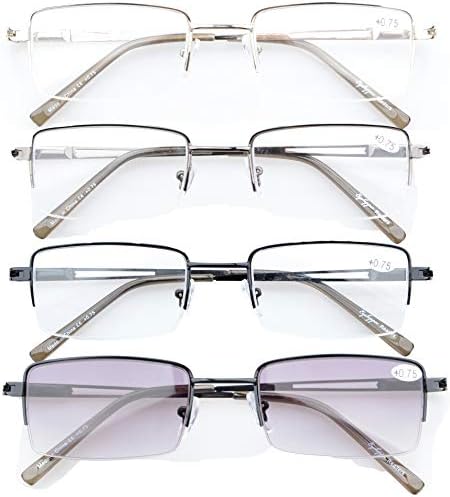 Чесблу 4 Пара Очила За Читање Со Половина раб Дизајн Очила За Читање За Мажи Жени Читање
