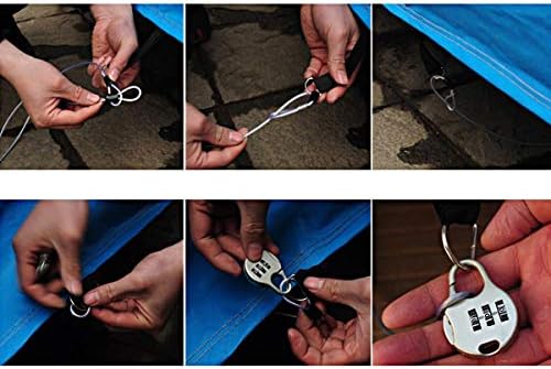 IEFIEL 2 пакет лесен плетенка челичен багаж за безбедност на кабел за безбедност на безбедност со двојно јамка сребро 2м