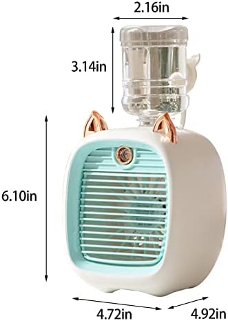 Мини вентилатор за климатизација на вода, 4,6 '' USB вентилатор, десктоп турбо спреј за влажнување ладилник за дома, канцеларија,