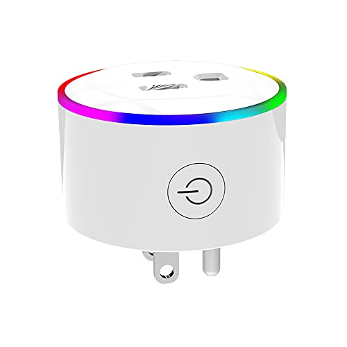 Moes Smart Plug WiFi Smart Power Socket со затегната RGB LED ноќна светлина, безжичен далечински управувач со Smart Life/Tuya апликација,