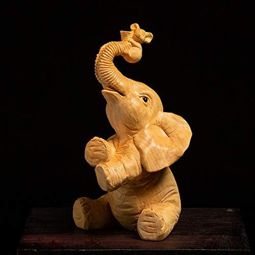 Статуи на YZDSBD фигурини скулптури цврсто дрво слонови украси среќа фенг шуи букс резба креативни украси за домашни простории