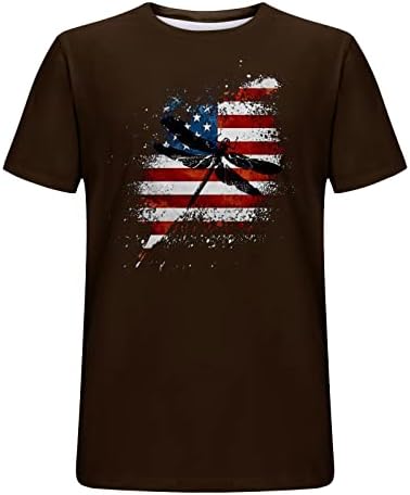 LCEPCY MENS COOL 4 -ти јули маици Американски знаме печатено екипаж на вратот на вратот кратки ракави маички патриотски атлетски тимови