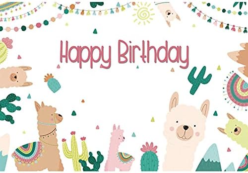 12x10ft цртан филм алпака роденденска позадина кактус симпатична алпака бунтинг фотографија позадина за момчиња девојчиња среќна роденденска забава декорација торт