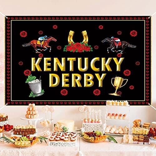 Кентаки Партија снабдува HD банер Дерби коњи трки за трки 7x5ft Кентаки за позадина на коњи за коњи за 2023 година за забава во Кентаки во 2023 година