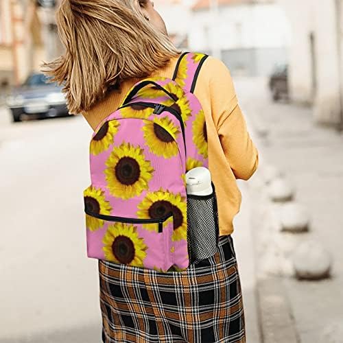 Сончогледи на ранец за розови патувања мода рамо торба со мала тежина со повеќе џеб за училишна студија работа за купување