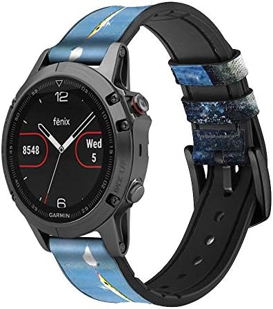 CA0178 Бас Риболов Кожа и силиконски паметен часовник лента за ленти за Garmin Appact