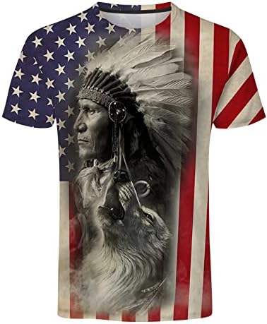 Xxbr машка американска маица маица лето случајна кратка ракав Индиски волк печати врвови кул мускулен тренинг атлетика тета