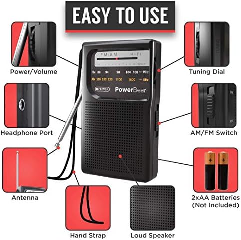 PowerBear Portable Radio | AM/FM, управувана батерија, долг дострел