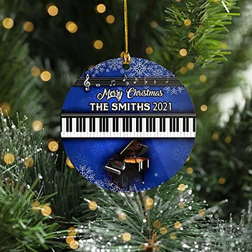 Прилагодено персонализирано име Пијано тастатура Пијанист елка украс украс декор чиста пластика виси декорација куќа презентирана Божиќна
